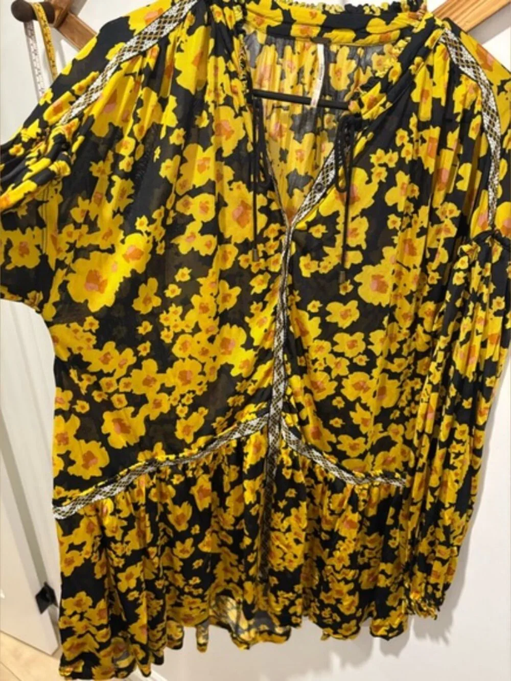 Free People Love Letter Floral Tunic Top or Mini Dress Size Small – Boho Chic - Picture 4 of 11